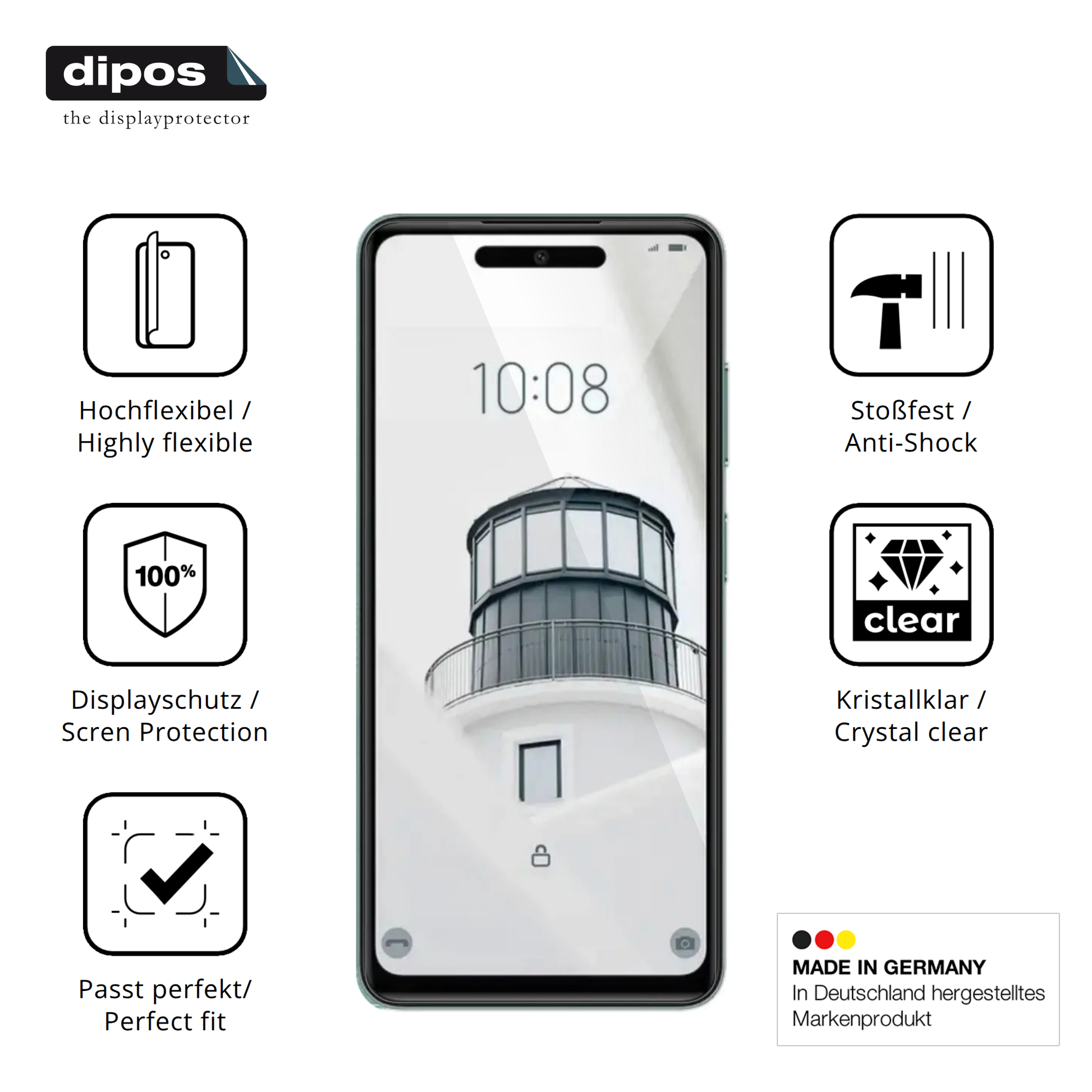 Displayschutz hergestellt in Deutschland, höchste Qualität made in Germany