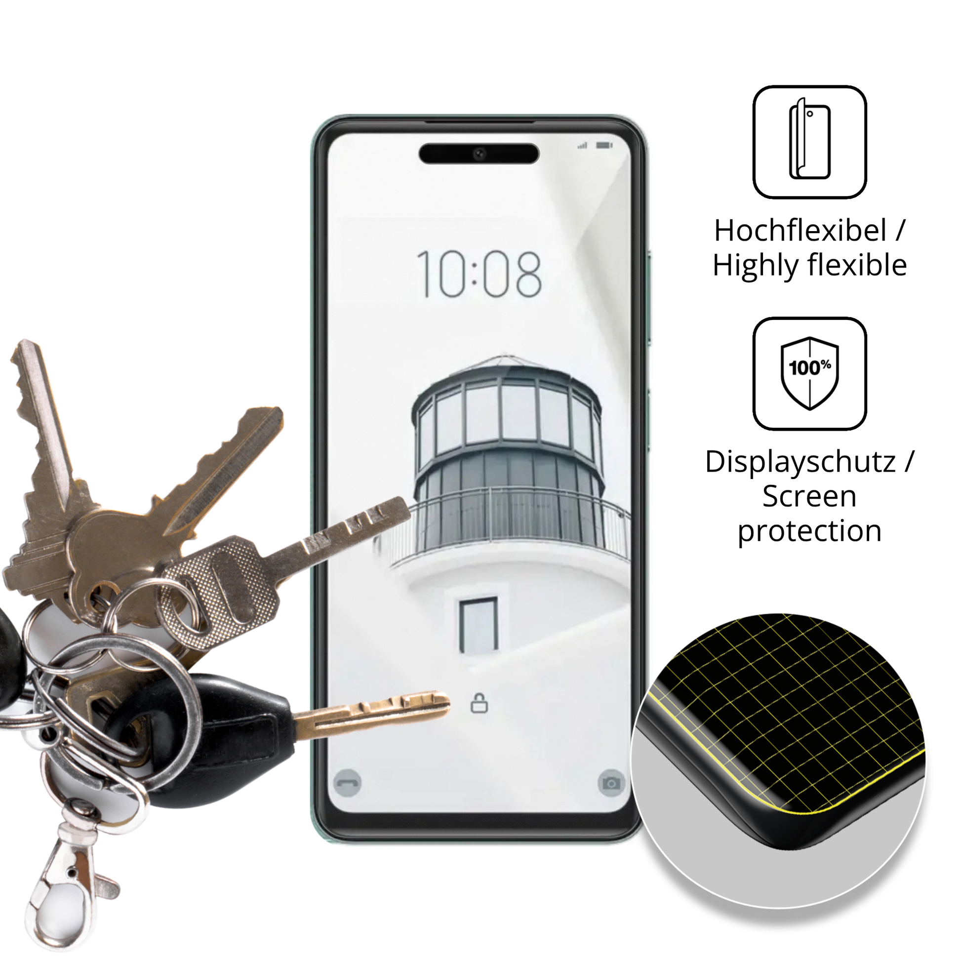 dipos Displayschutz für condornova 70 se, transparente Oberfläche, perfekte Passform auch für die Rundungen