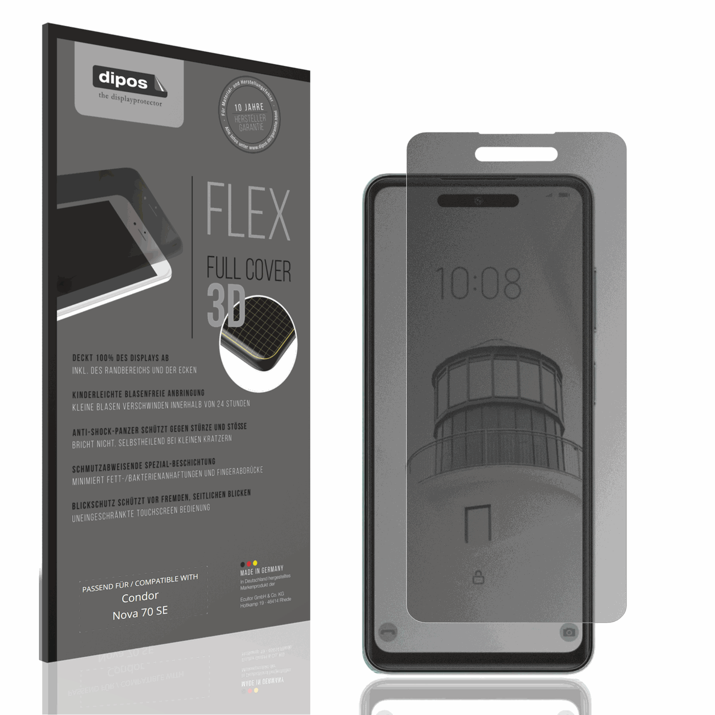 Blickschutzfolie von dipos passend für condornova 70 se, 100% Displayabdeckung und blasenfreie Montage