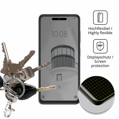 dipos Displayschutz für condornova 70 se, mit Blickschutzfilter und perfekter Passform auch für die Rundungen