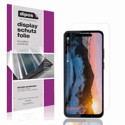 Klare Displayschutzfolie von dipos passend für Condor Nova 80 Pro, präziser Zuschnitt und blasenfrei montiert