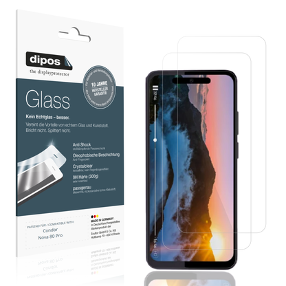 Klare Displayschutzfolie von dipos passend für Condor Nova 80 Pro, 9H kratzfest und blasenfrei montiert