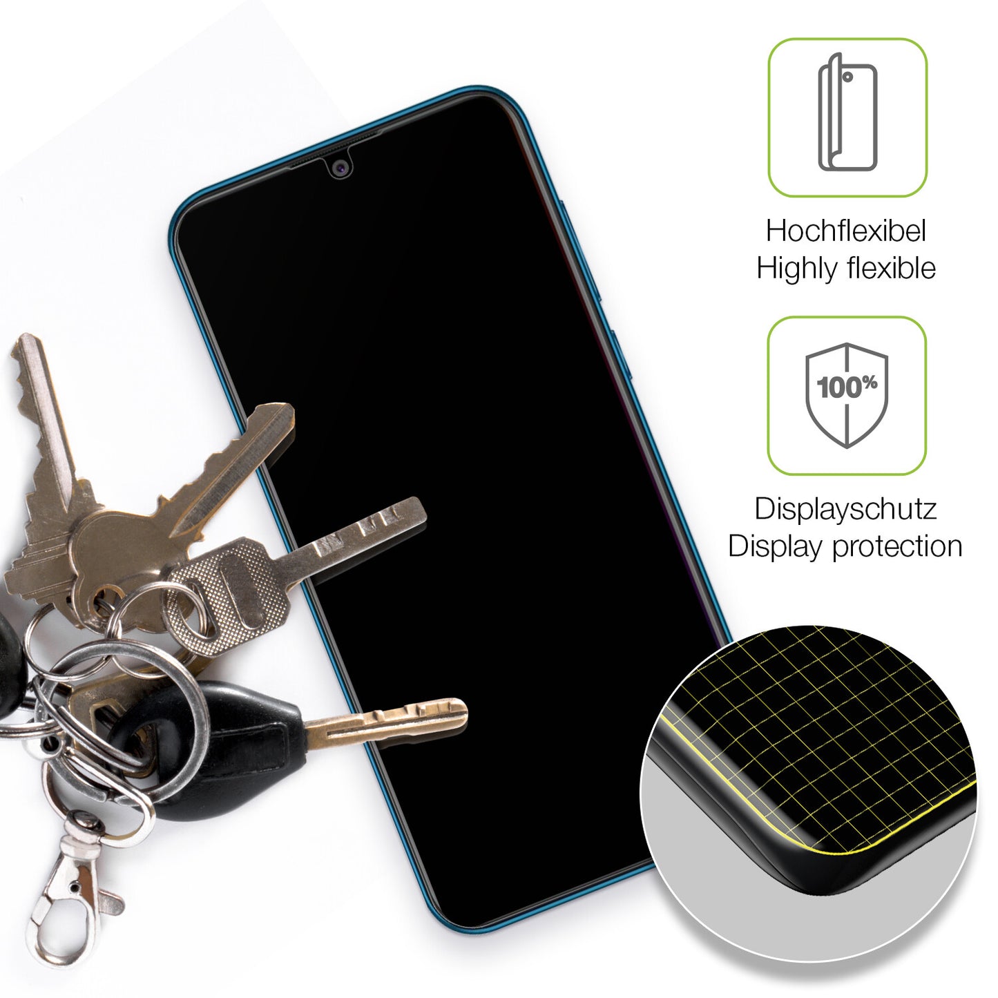 dipos Displayschutz für Coolpad Cool 5, transparente Oberfläche, perfekte Passform auch für die Rundungen