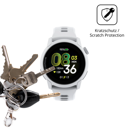 Schutz gegen Kratzer auf dem corospace 4 Glas durch Schlüssel oder Ähnliches