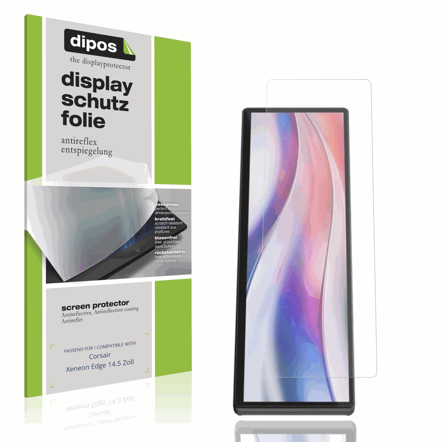 Matte Displayschutzfolie von dipos passend für Corsair Xeneon Edge 14.5 Zoll, präziser Zuschnitt und blasenfrei montiert