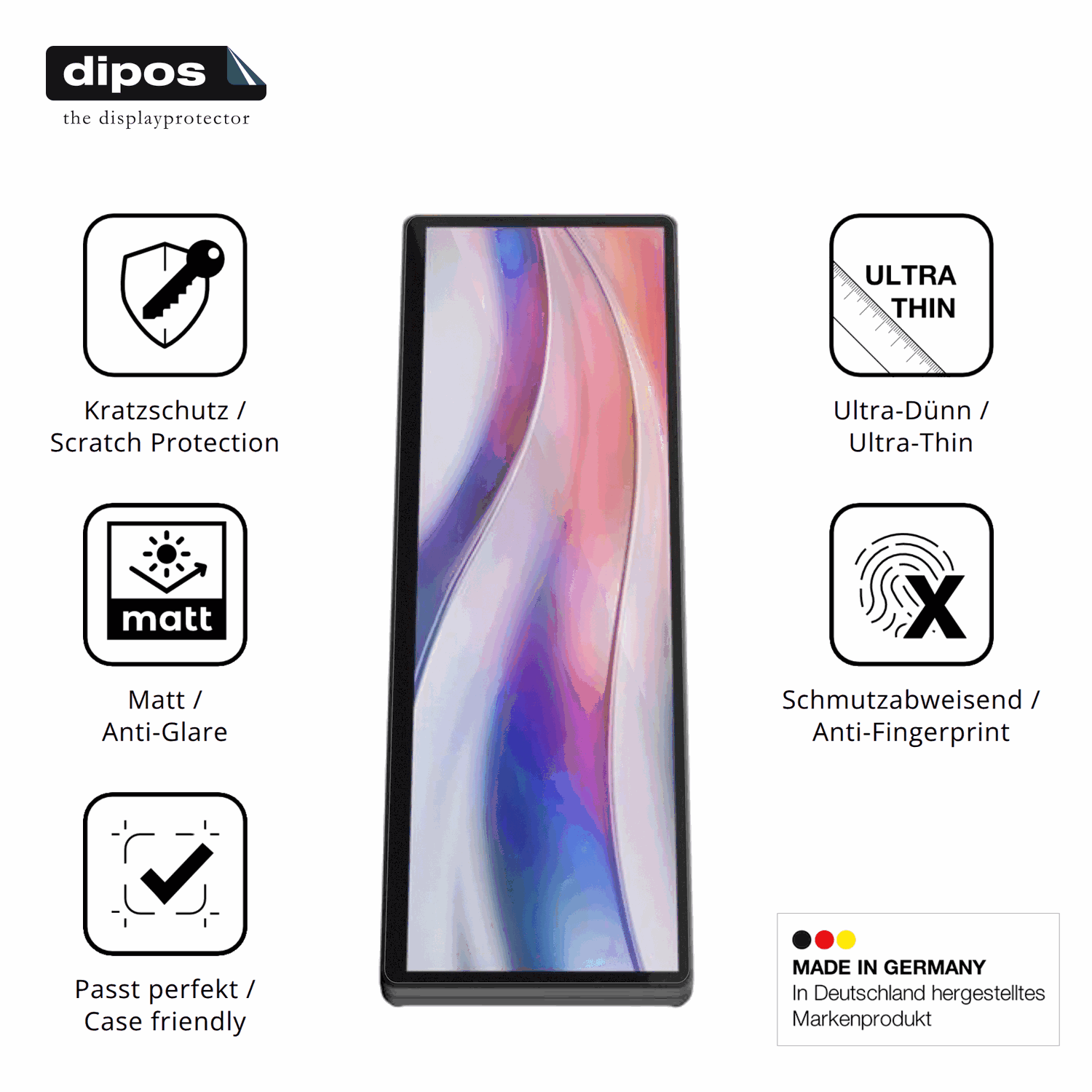 Displayschutz hergestellt in Deutschland, höchste Qualität made in Germany