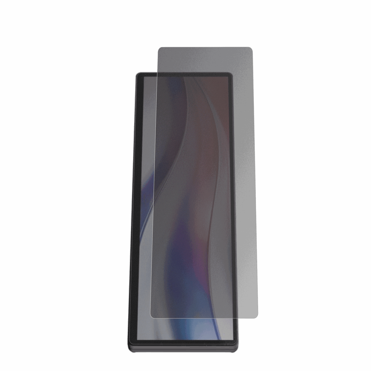 CorsairXeneon Edge 14.5 Zoll mit aufgebrachtem dipos Displayschutz, der seitliche Einblicke blockiert
