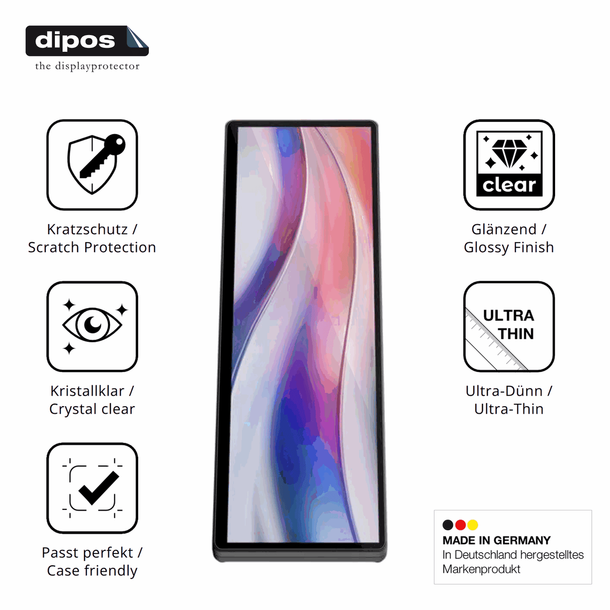 Displayschutz hergestellt in Deutschland, höchste Qualität made in Germany