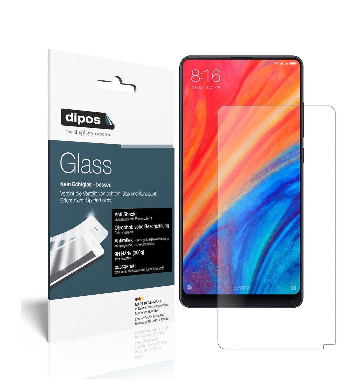 1x 9H Schutzfolie matt für Xiaomi Mi Mix 2S Panzerfolie