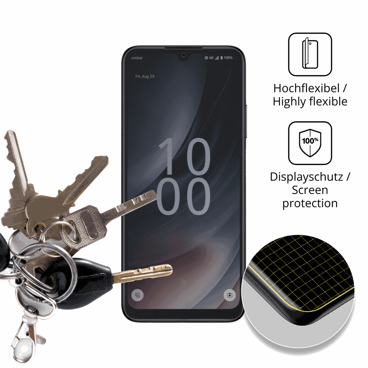 dipos Displayschutz für Cricket Icon Plus 2026, mit Blickschutzfilter und perfekter Passform auch für die Rundungen