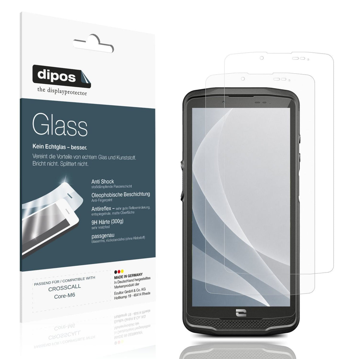 Matte Displayschutzfolie von dipos passend für CROSSCALL Core-M6, 9H kratzfest und blasenfrei montiert