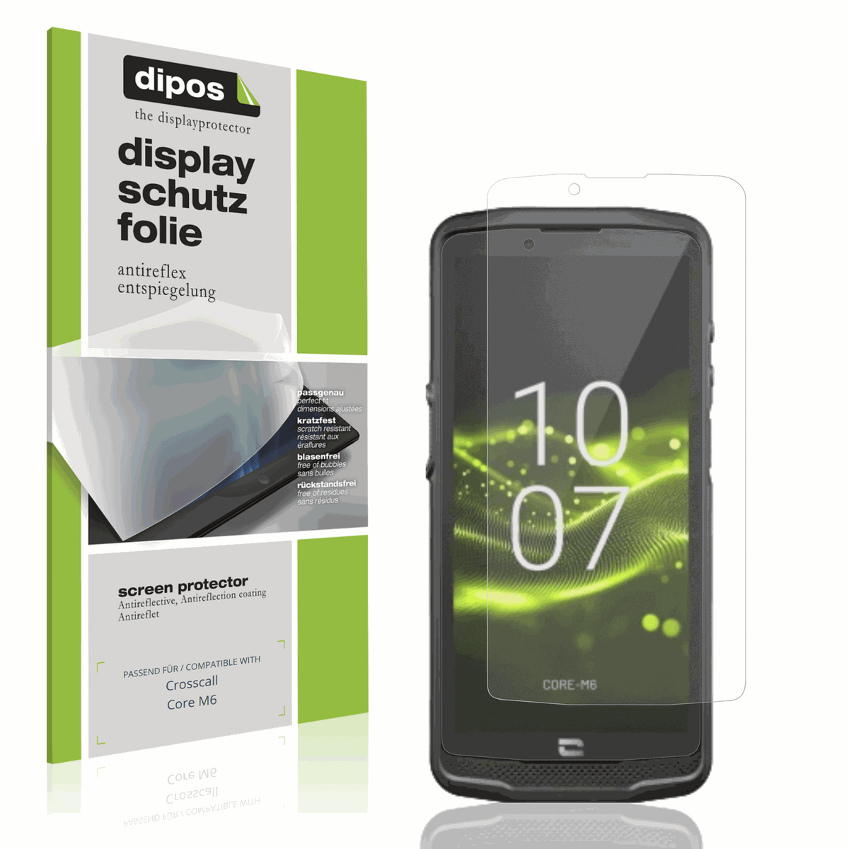 Matte Displayschutzfolie von dipos passend für Crosscall Core M6, präziser Zuschnitt und blasenfrei montiert