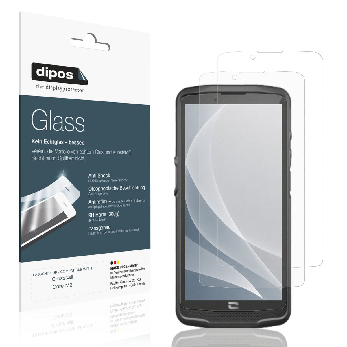 Matte Displayschutzfolie von dipos passend für Crosscall Core M6, 9H kratzfest und blasenfrei montiert