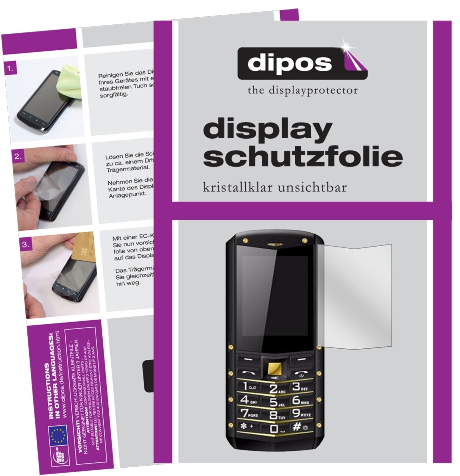 AGMM2 mit aufgebrachter dipos Displayschutzfolie, glasklare Darstellung ohne Einschränkungen
