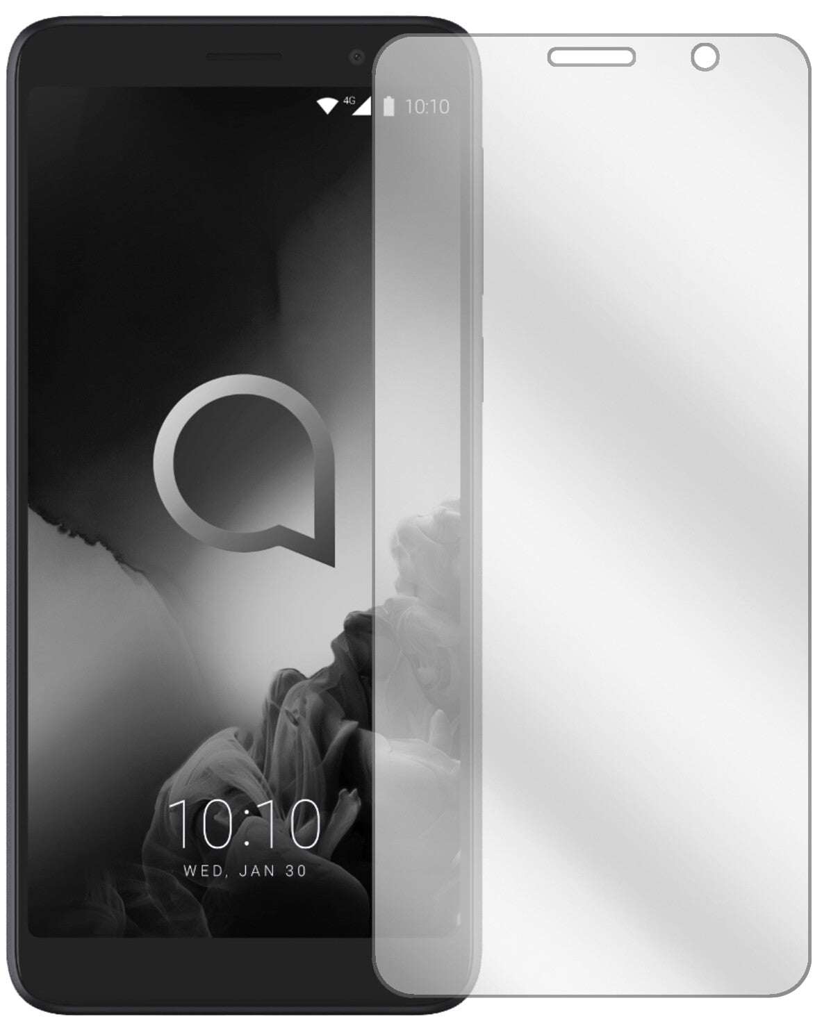 Alcatel1C (2019) mit aufgebrachter dipos Displayschutzfolie, glasklare Darstellung ohne Einschränkungen