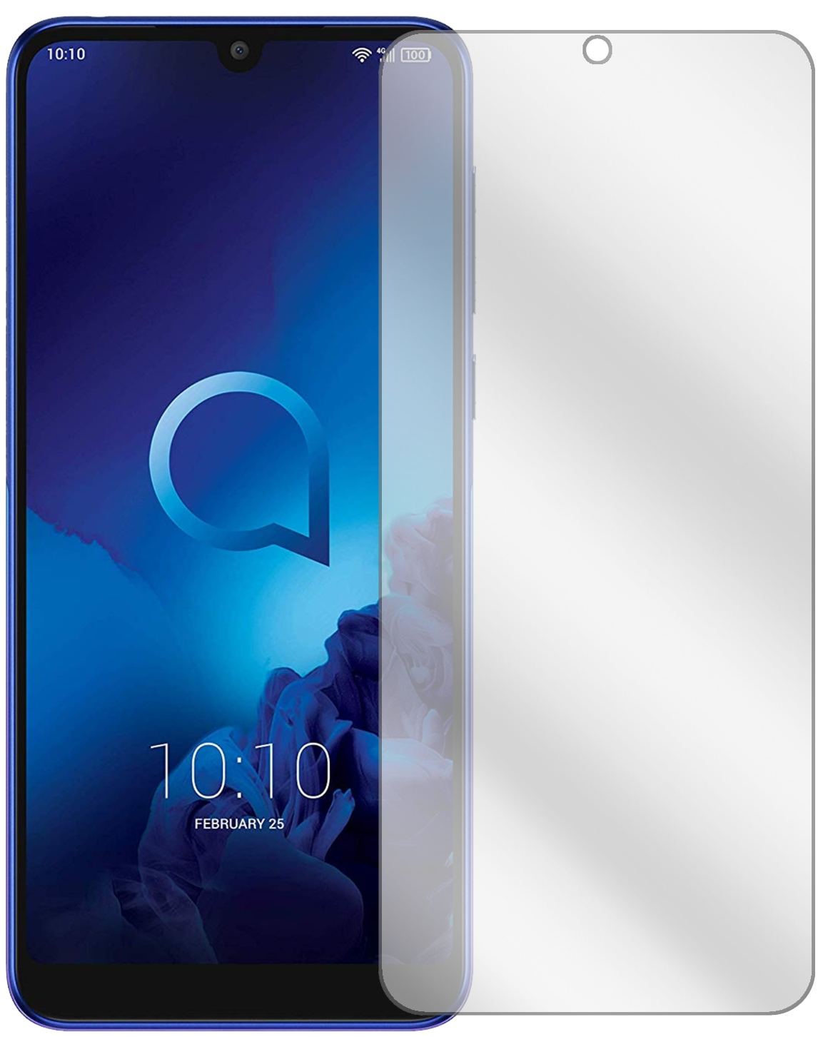 Alcatel3 (2019) mit aufgebrachter dipos Displayschutzfolie, glasklare Darstellung ohne Einschränkungen