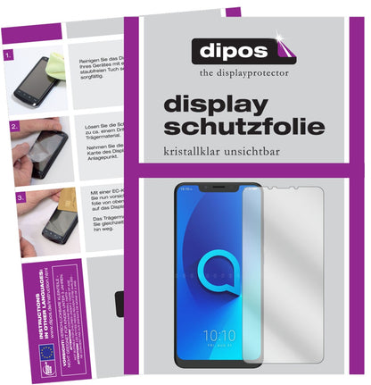 Alcatel5V mit aufgebrachter dipos Displayschutzfolie, glasklare Darstellung ohne Einschränkungen