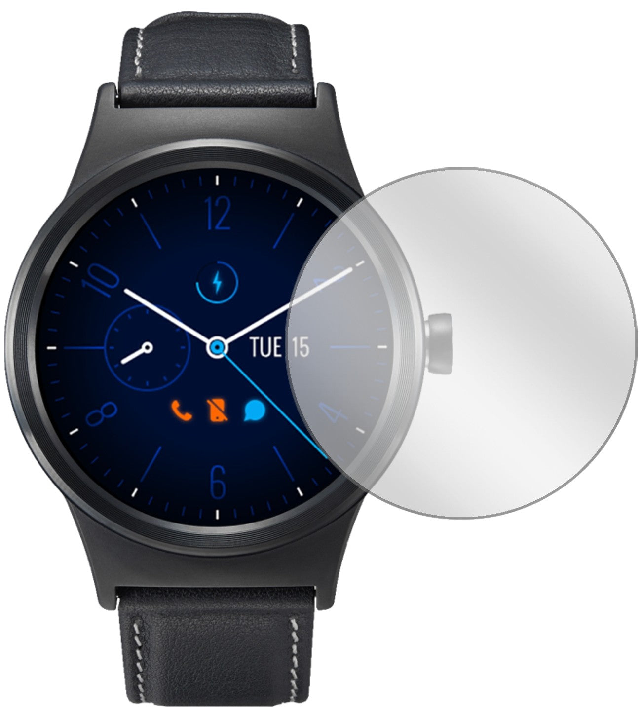 AlcatelMove Time MT10G mit aufgebrachter dipos Displayschutzfolie, glasklare Darstellung ohne Einschränkungen