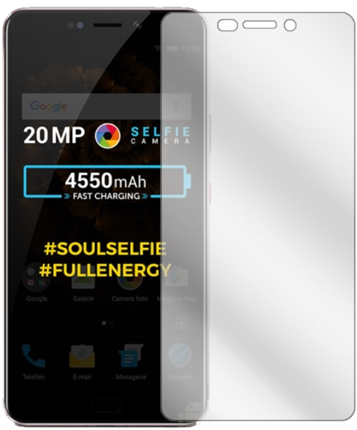 AllviewX4 Soul Xtreme mit aufgebrachter dipos Displayschutzfolie, glasklare Darstellung ohne Einschränkungen