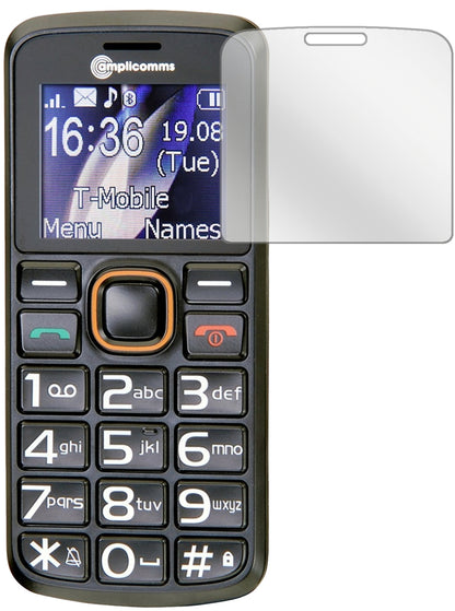 AmplicommsPowerTel M6300 mit aufgebrachter dipos Displayschutzfolie, glasklare Darstellung ohne Einschränkungen