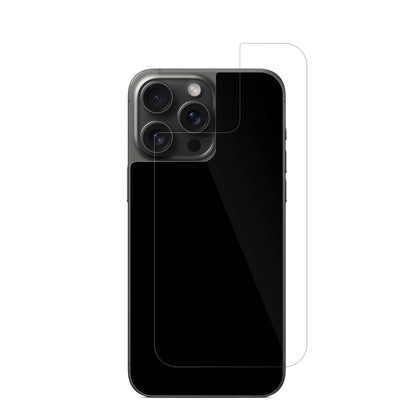 AppleiPhone 15 Pro Rückseite mit aufgebrachter dipos Displayschutzfolie, glasklare Darstellung ohne Einschränkungen