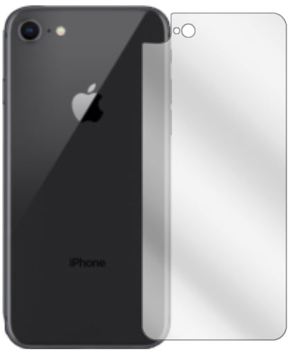 AppleiPhone 8 Rückseite mit aufgebrachter dipos Displayschutzfolie, glasklare Darstellung ohne Einschränkungen