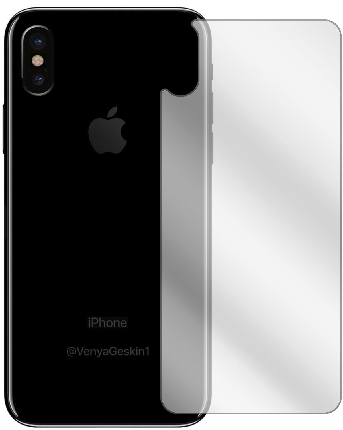 AppleiPhone X Rückseite mit aufgebrachter dipos Displayschutzfolie, glasklare Darstellung ohne Einschränkungen