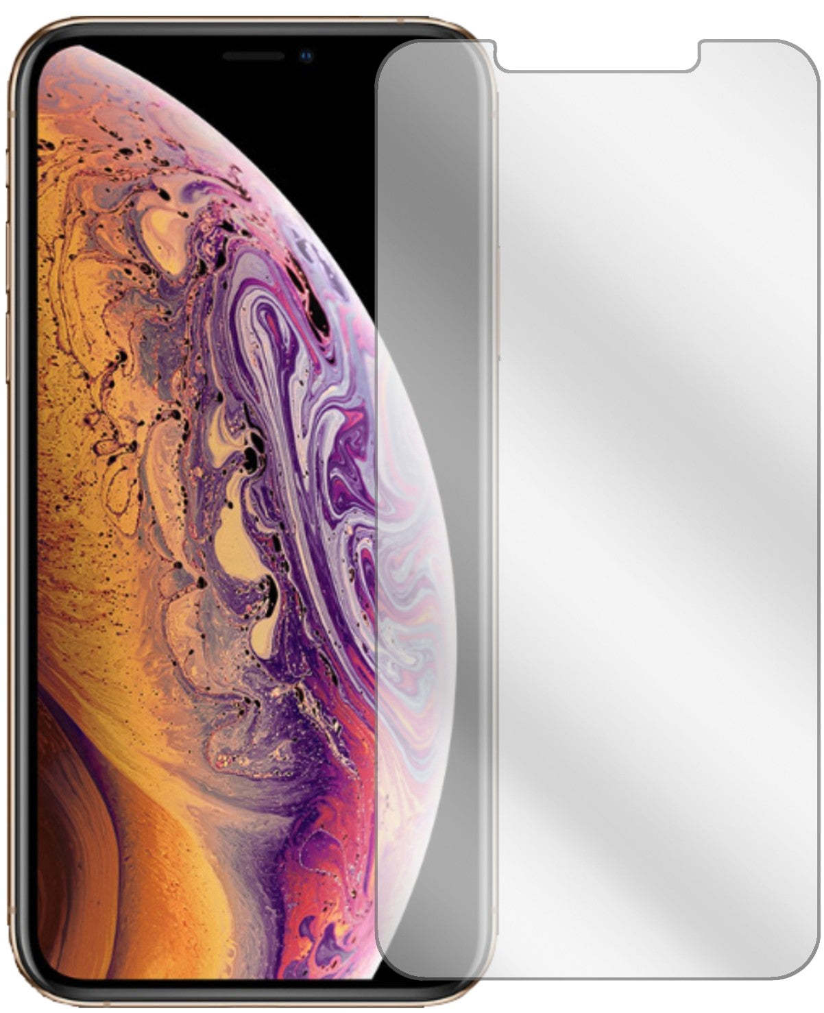AppleiPhone XS Max mit aufgebrachter dipos Displayschutzfolie, glasklare Darstellung ohne Einschränkungen