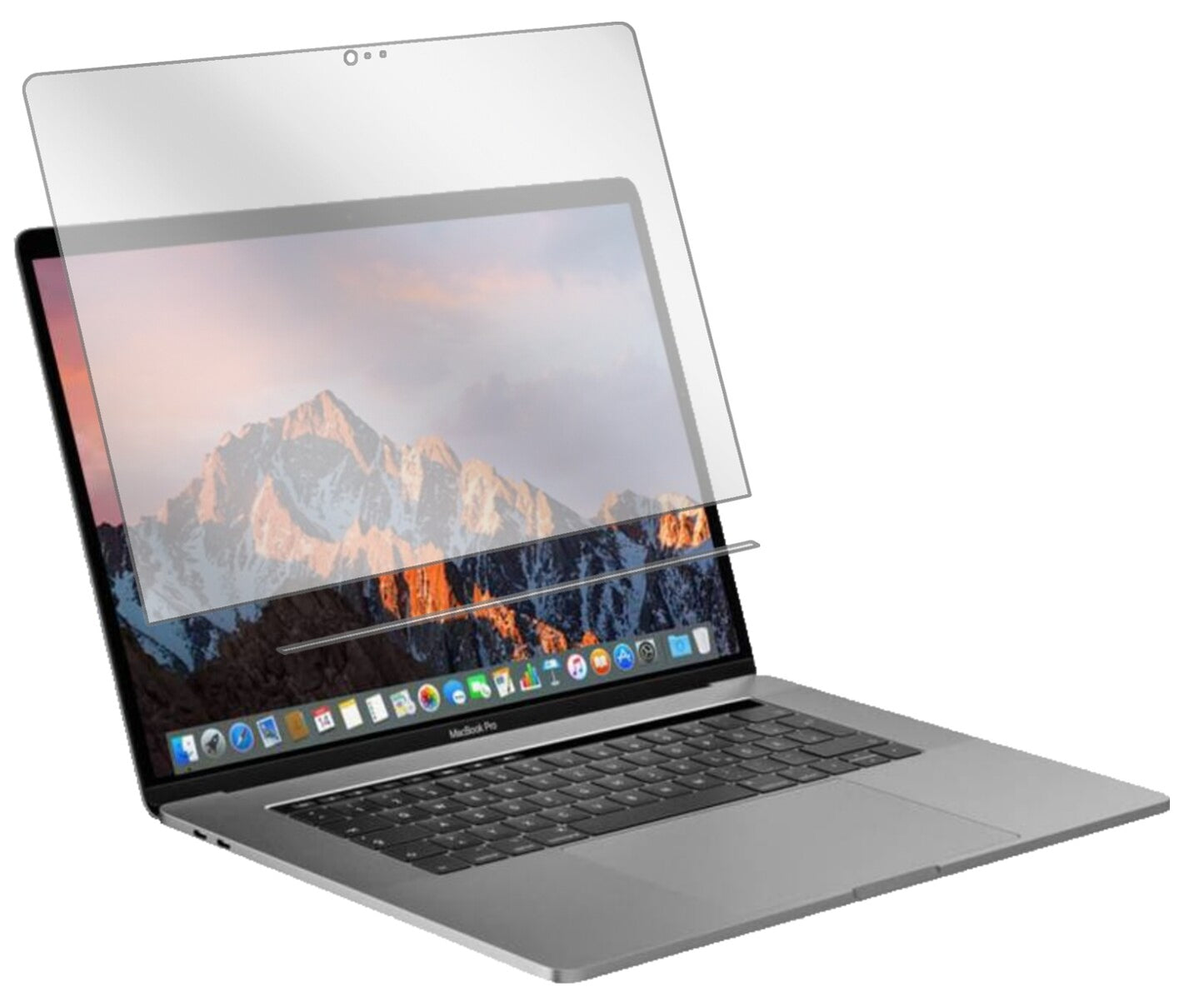 AppleMacBook Pro 15 Zoll (2019) Touchbar mit aufgebrachter dipos Displayschutzfolie, glasklare Darstellung ohne Einschränkungen