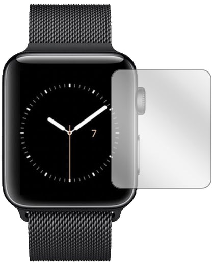AppleWatch Series 3 42mm mit aufgebrachter dipos Displayschutzfolie, glasklare Darstellung ohne Einschränkungen