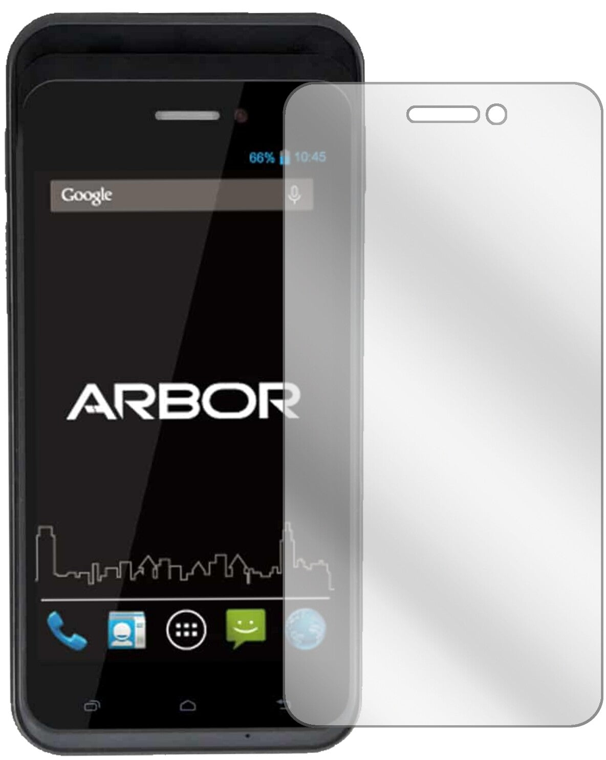 ArborGladius 5 mit aufgebrachter dipos Displayschutzfolie, glasklare Darstellung ohne Einschränkungen