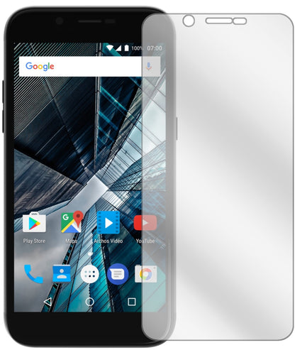 Archos55 Graphite mit aufgebrachter dipos Displayschutzfolie, glasklare Darstellung ohne Einschränkungen