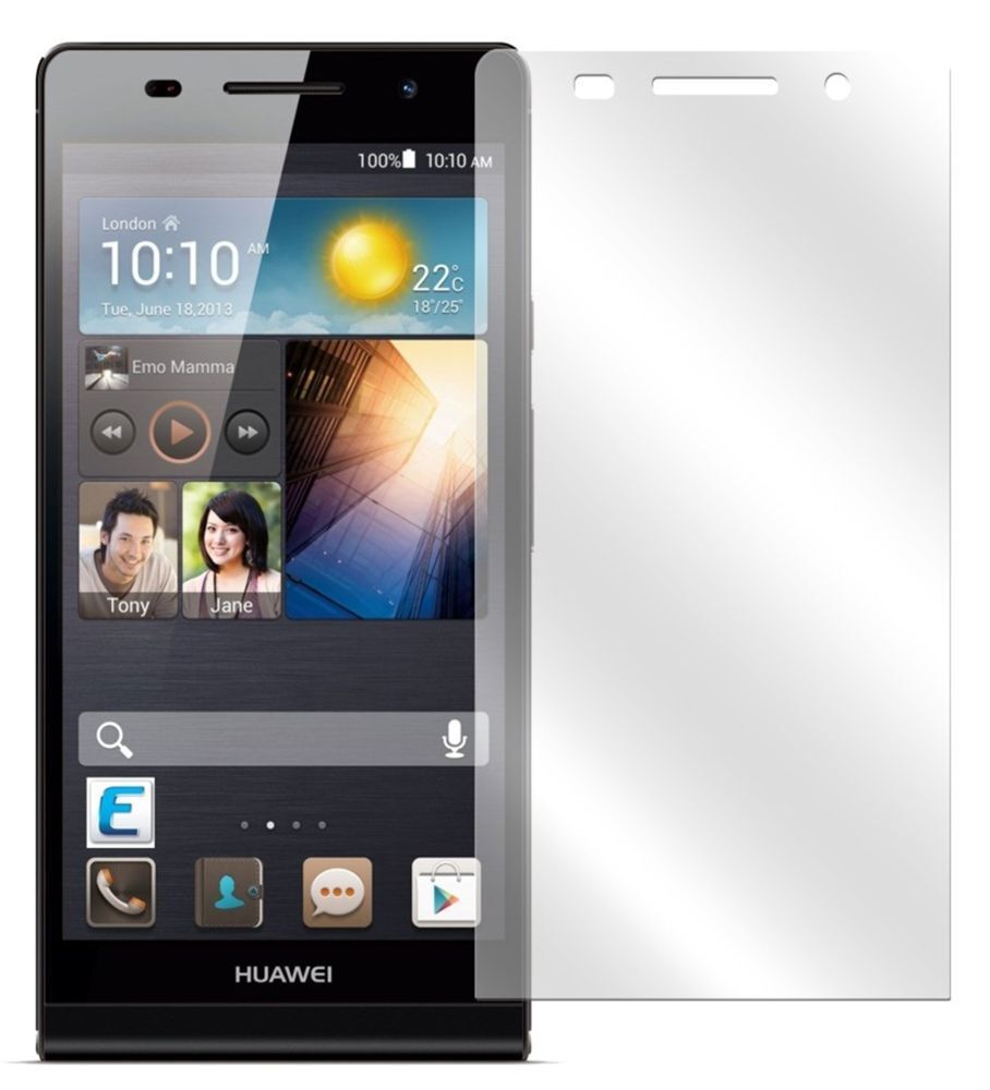 Ascend P6Huawei mit aufgebrachter dipos Displayschutzfolie, glasklare Darstellung ohne Einschränkungen