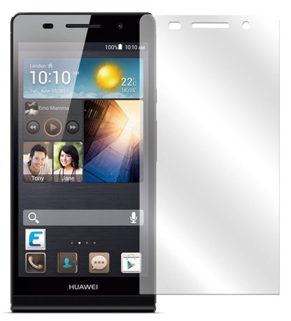 Ascend P6Huawei mit aufgebrachter dipos Displayschutzfolie, glasklare Darstellung ohne Einschränkungen