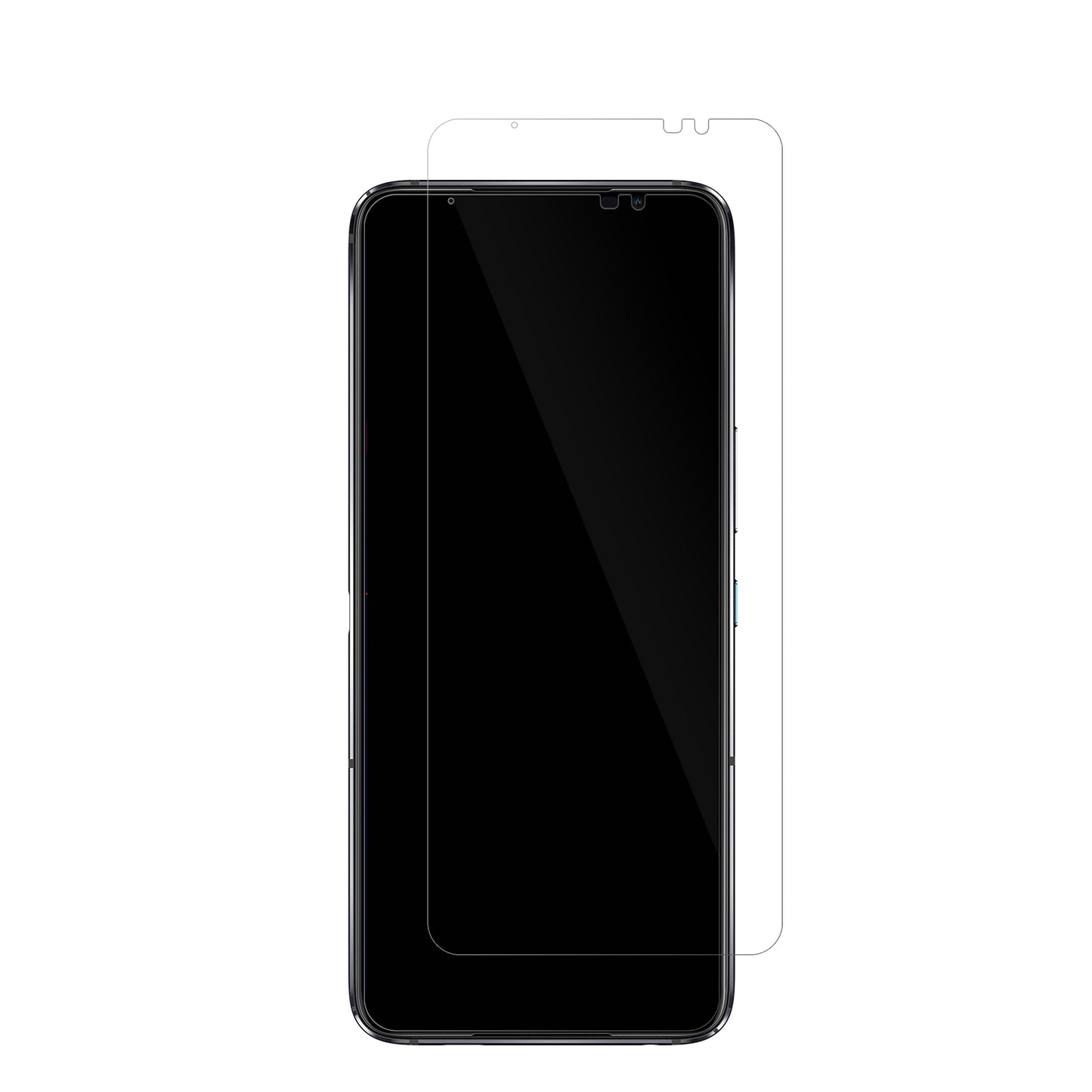 AsusROG Phone 6 Pro mit aufgebrachter dipos Displayschutzfolie, glasklare Darstellung ohne Einschränkungen