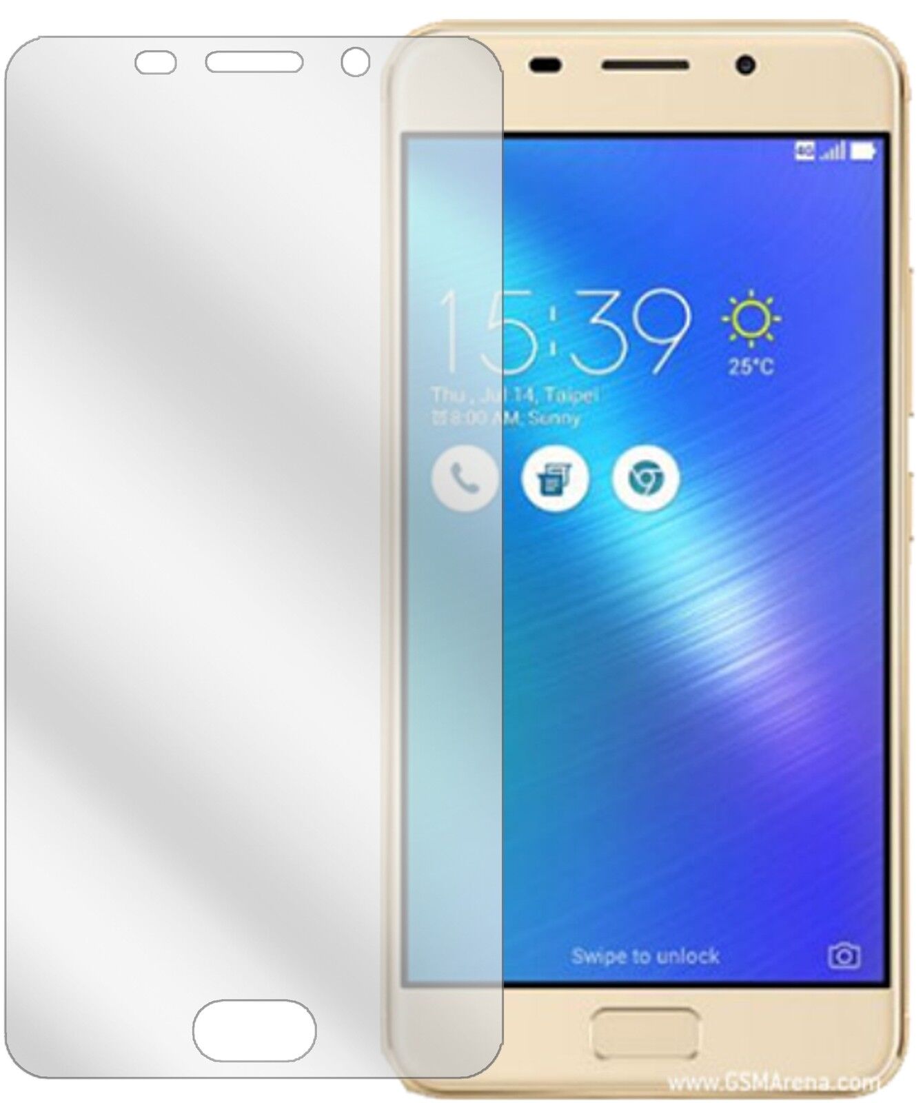 AsusZenfone 3S Max mit aufgebrachter dipos Displayschutzfolie, glasklare Darstellung ohne Einschränkungen