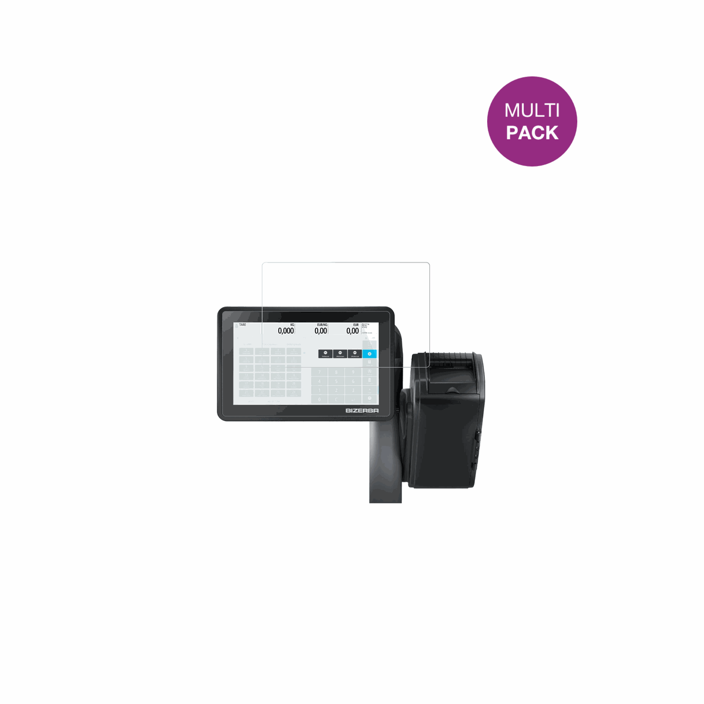 BizerbaQ1 pro 800 12.1 Zoll mit aufgebrachter dipos Displayschutzfolie, glasklare Darstellung ohne Einschränkungen
