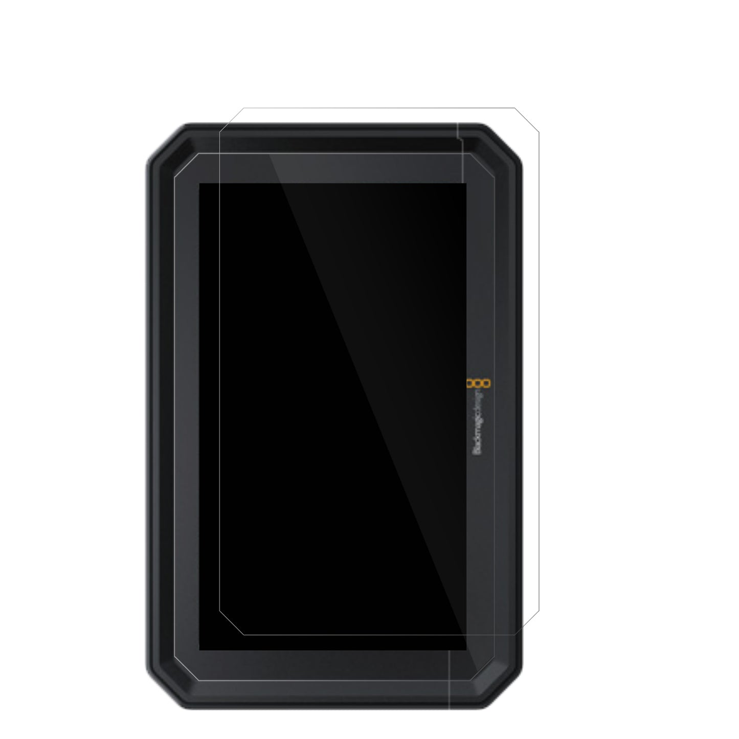 BlackMagicDesign Pyxis 6K Monitor mit aufgebrachter dipos Displayschutzfolie, glasklare Darstellung ohne Einschränkungen