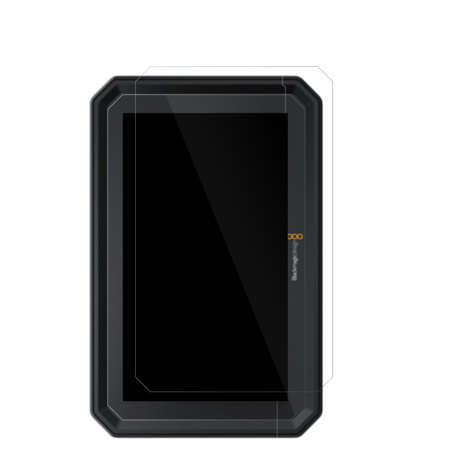 BlackMagicDesign Pyxis 6K Monitor mit aufgebrachter dipos Displayschutzfolie, glasklare Darstellung ohne Einschränkungen