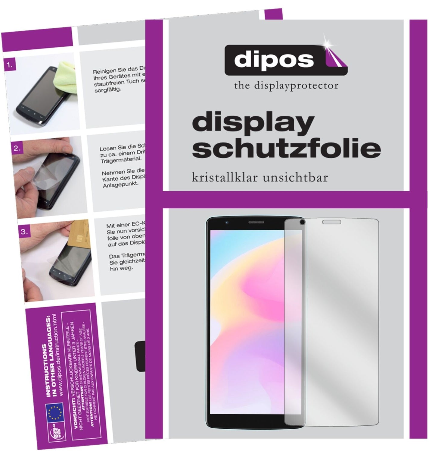 BlackviewA20 Pro mit aufgebrachter dipos Displayschutzfolie, glasklare Darstellung ohne Einschränkungen