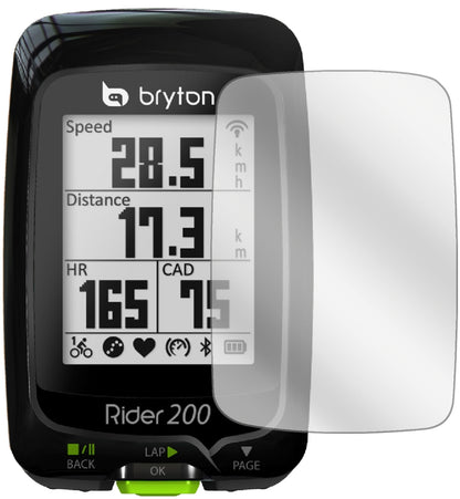 BrytonRider 200 mit aufgebrachter dipos Displayschutzfolie, glasklare Darstellung ohne Einschränkungen