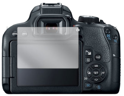 CanonEOS 800D mit aufgebrachter dipos Displayschutzfolie, glasklare Darstellung ohne Einschränkungen