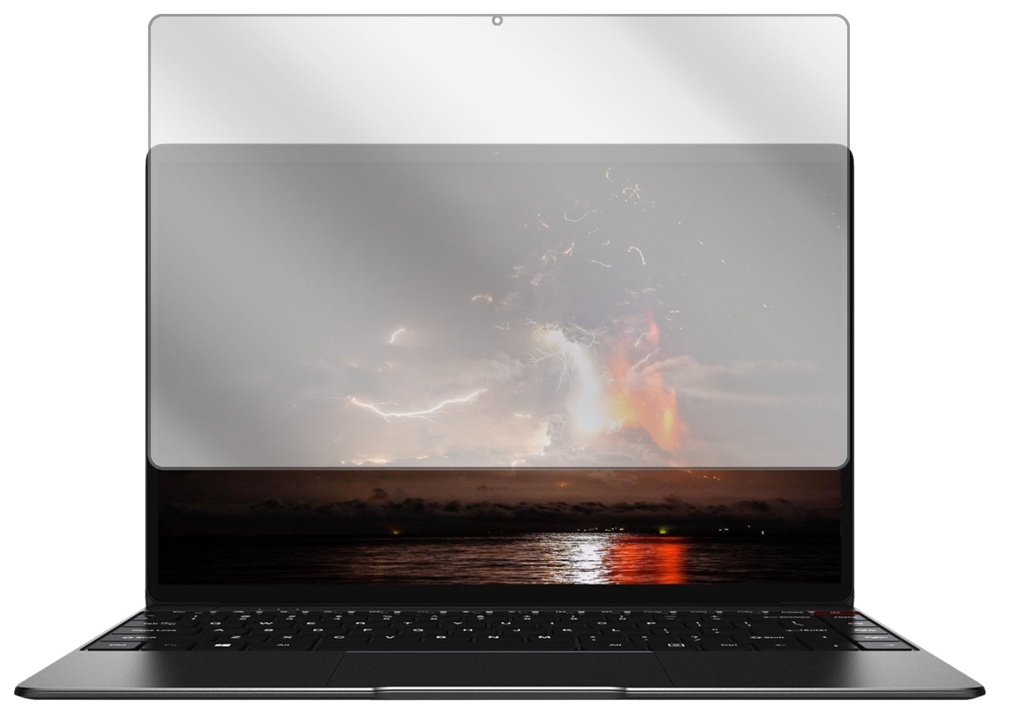 ChuwiAerobook CWI510 mit aufgebrachter dipos Displayschutzfolie, glasklare Darstellung ohne Einschränkungen