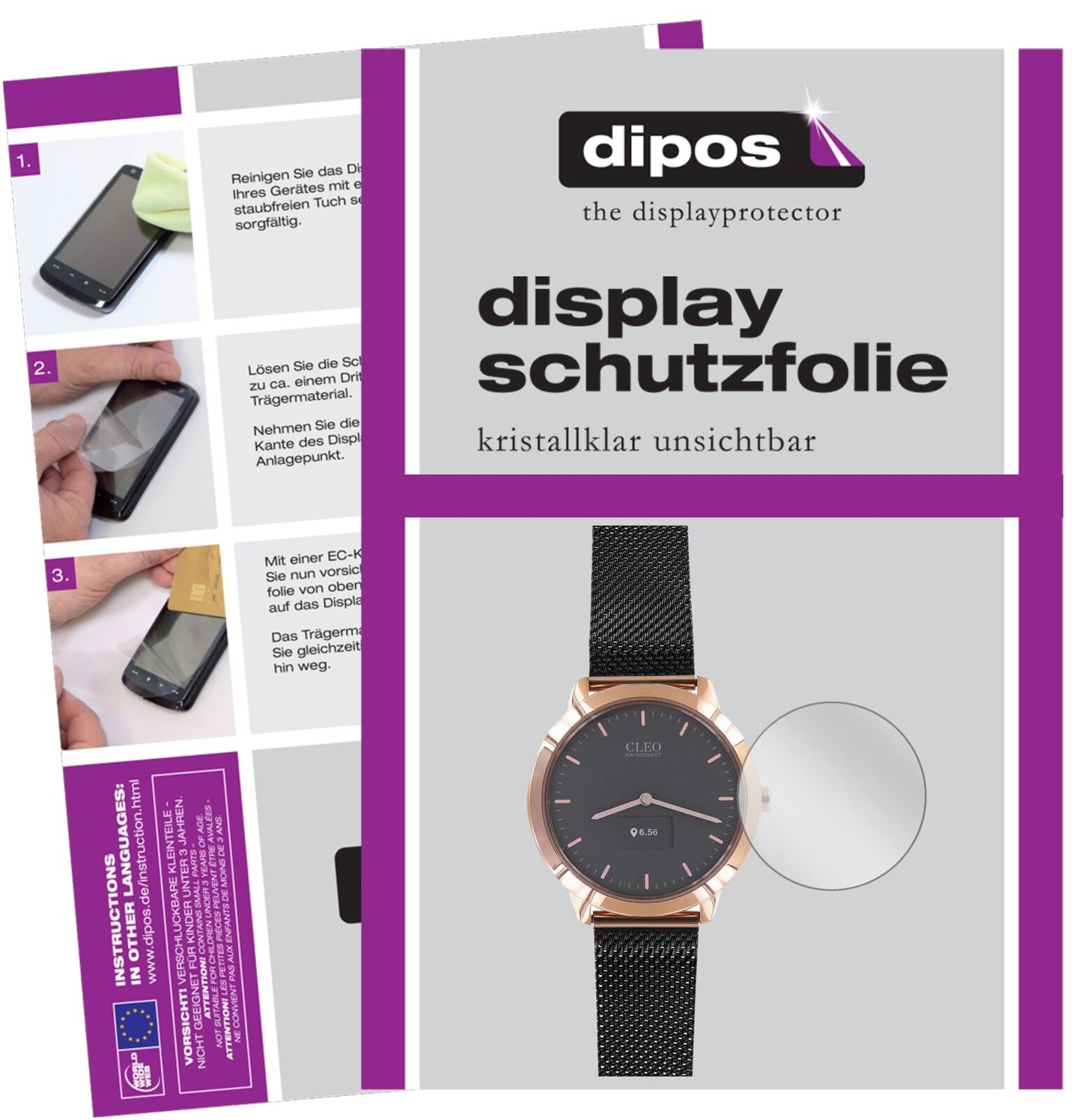 CleoXW Connect mit aufgebrachter dipos Displayschutzfolie, glasklare Darstellung ohne Einschränkungen