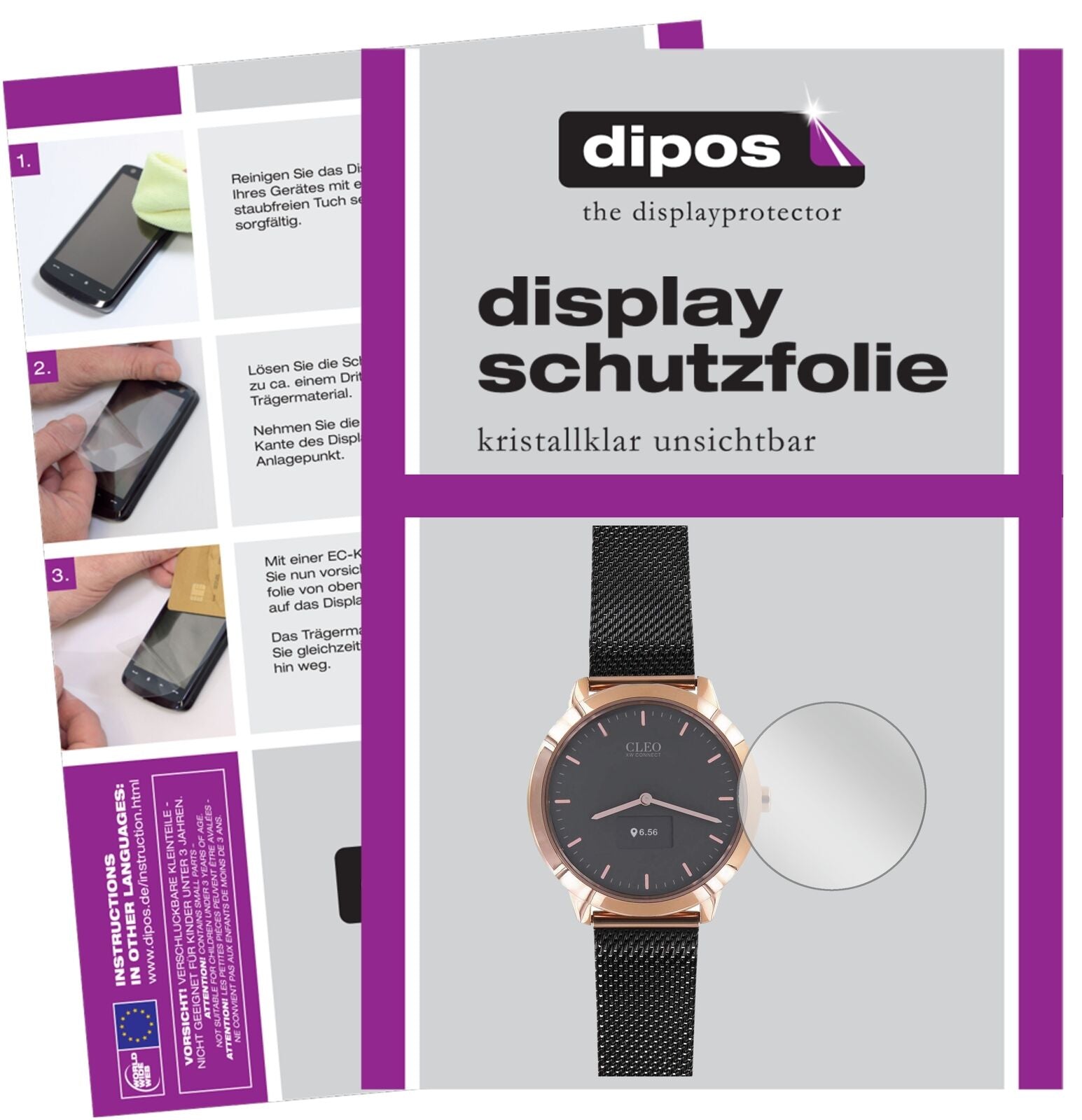 CleoXW Connect mit aufgebrachter dipos Displayschutzfolie, glasklare Darstellung ohne Einschränkungen