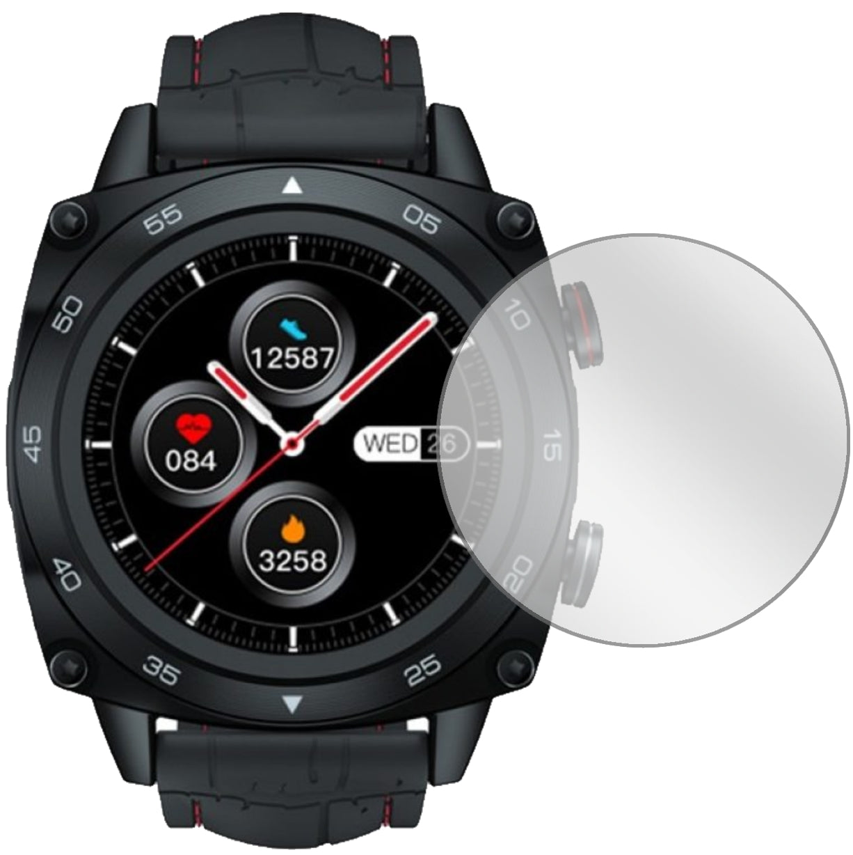 CubotC3 Smartwatch mit aufgebrachter dipos Displayschutzfolie, glasklare Darstellung ohne Einschränkungen