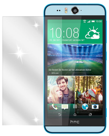 Desire EyeHTC mit aufgebrachter dipos Displayschutzfolie, glasklare Darstellung ohne Einschränkungen