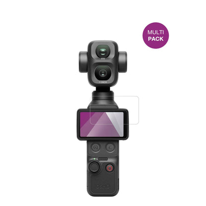 DJIOsmo Pocket 4P mit aufgebrachter dipos Displayschutzfolie, glasklare Darstellung ohne Einschränkungen