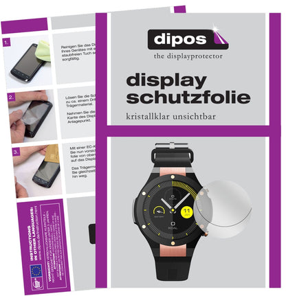DocoolerH2 Smartwatch mit aufgebrachter dipos Displayschutzfolie, glasklare Darstellung ohne Einschränkungen
