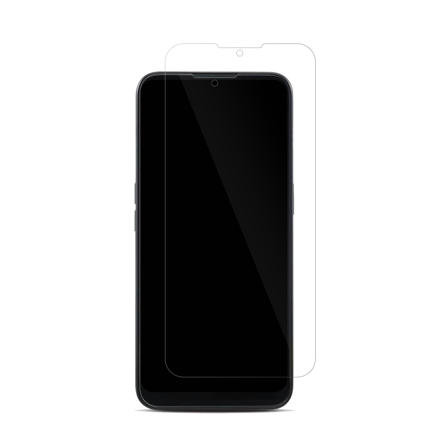 Doro8100 mit aufgebrachter dipos Displayschutzfolie, glasklare Darstellung ohne Einschränkungen